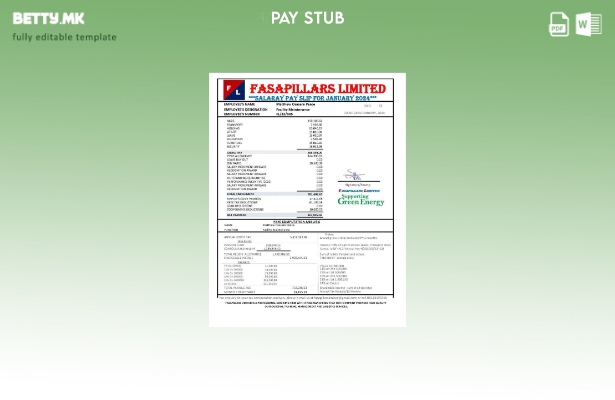 Модерен стил Нигерија Fasapillars Limited шаблон за уплатница за корпоративна ка